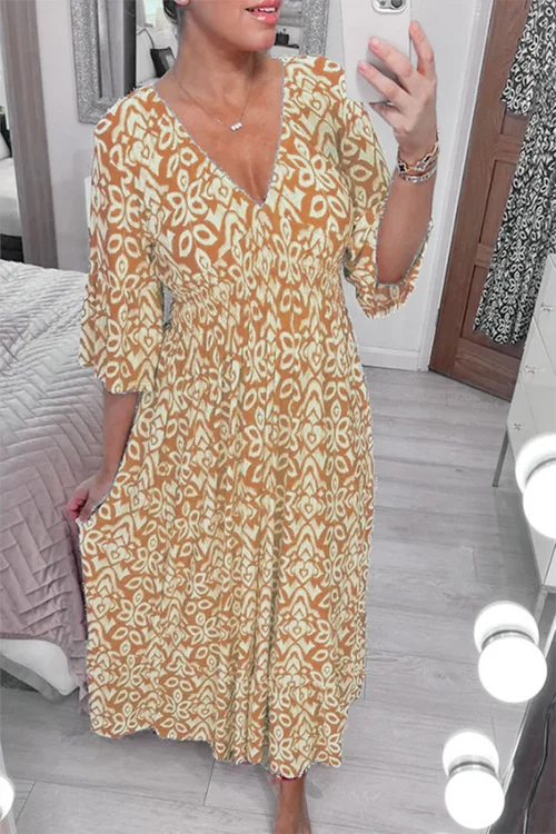 Olivia V-Neck Bell-Sleeve Cutout Dress