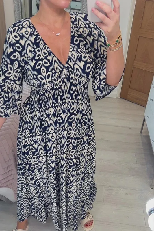 Olivia V-Neck Bell-Sleeve Cutout Dress