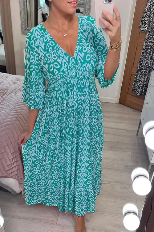 Olivia V-Neck Bell-Sleeve Cutout Dress