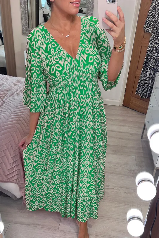 Olivia V-Neck Bell-Sleeve Cutout Dress