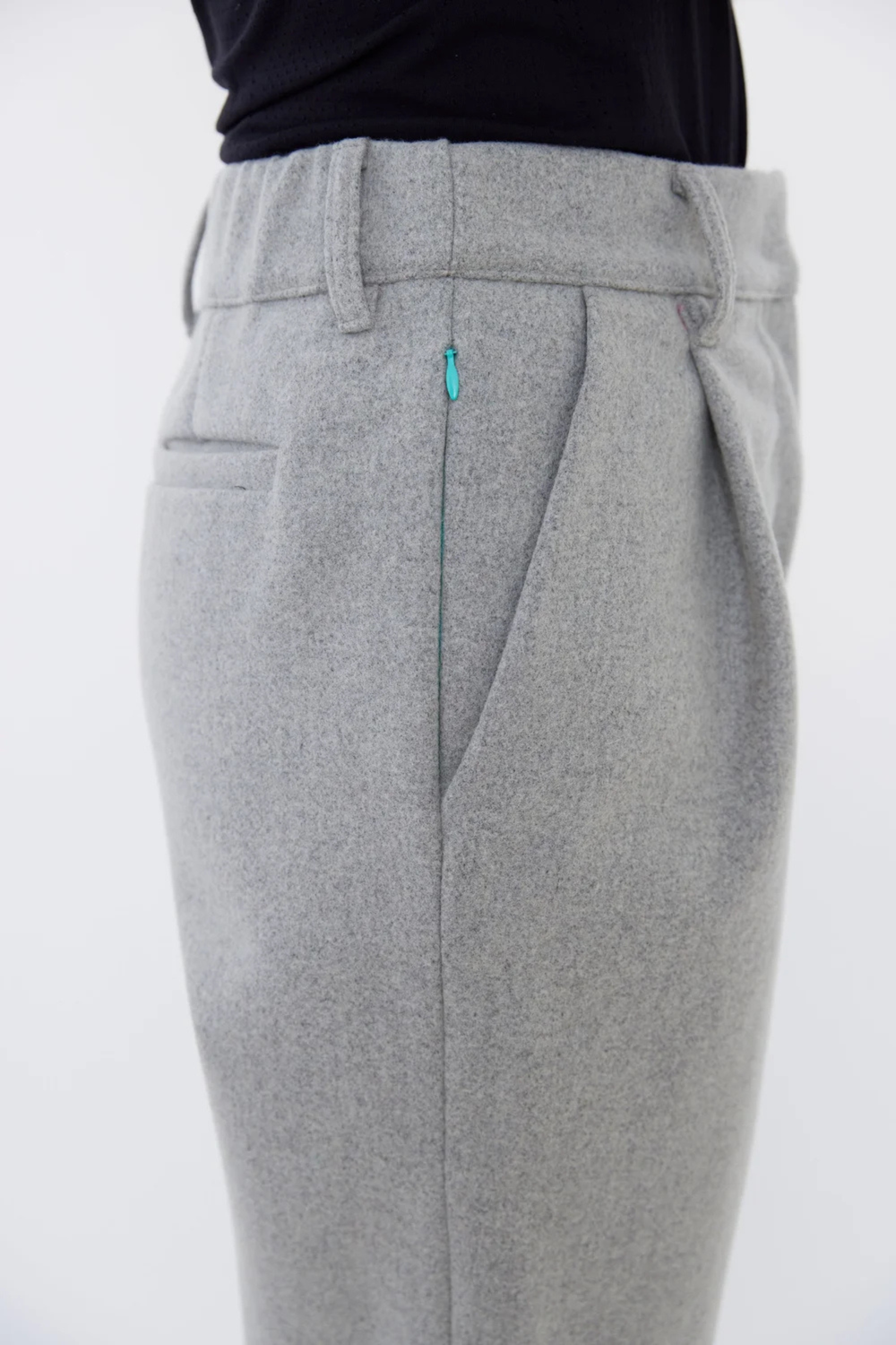 Leona Light Gray High-Waist Tailored Chino Stylish Pants