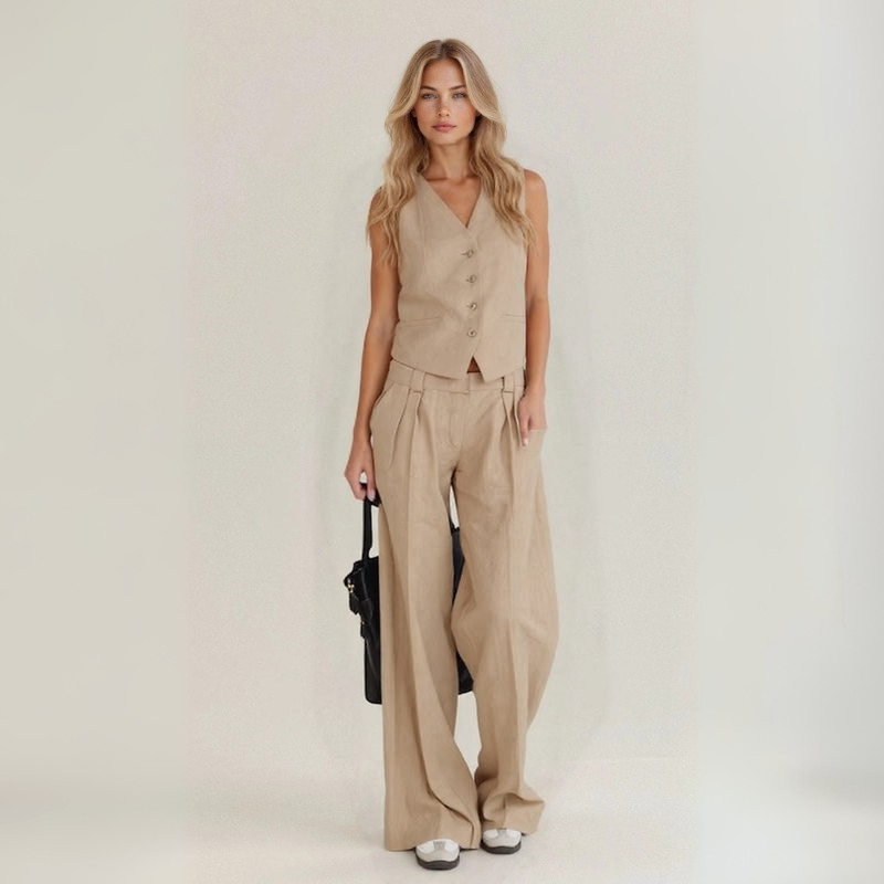 Calista Entspanntes Leinen-Two-Piece Set-Set
