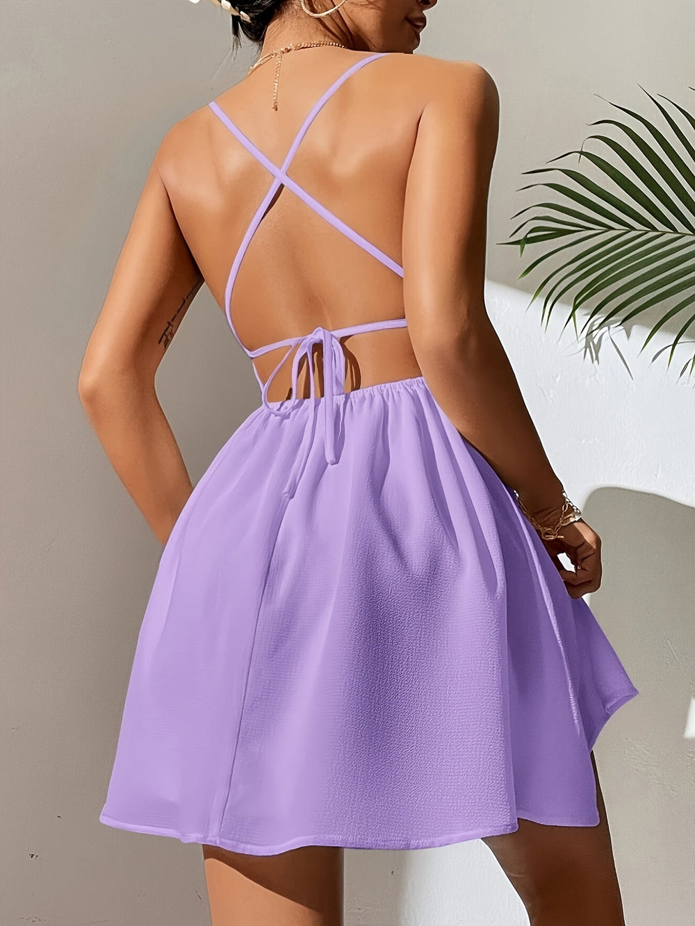Celina Dress Cross Back Flared Skirt