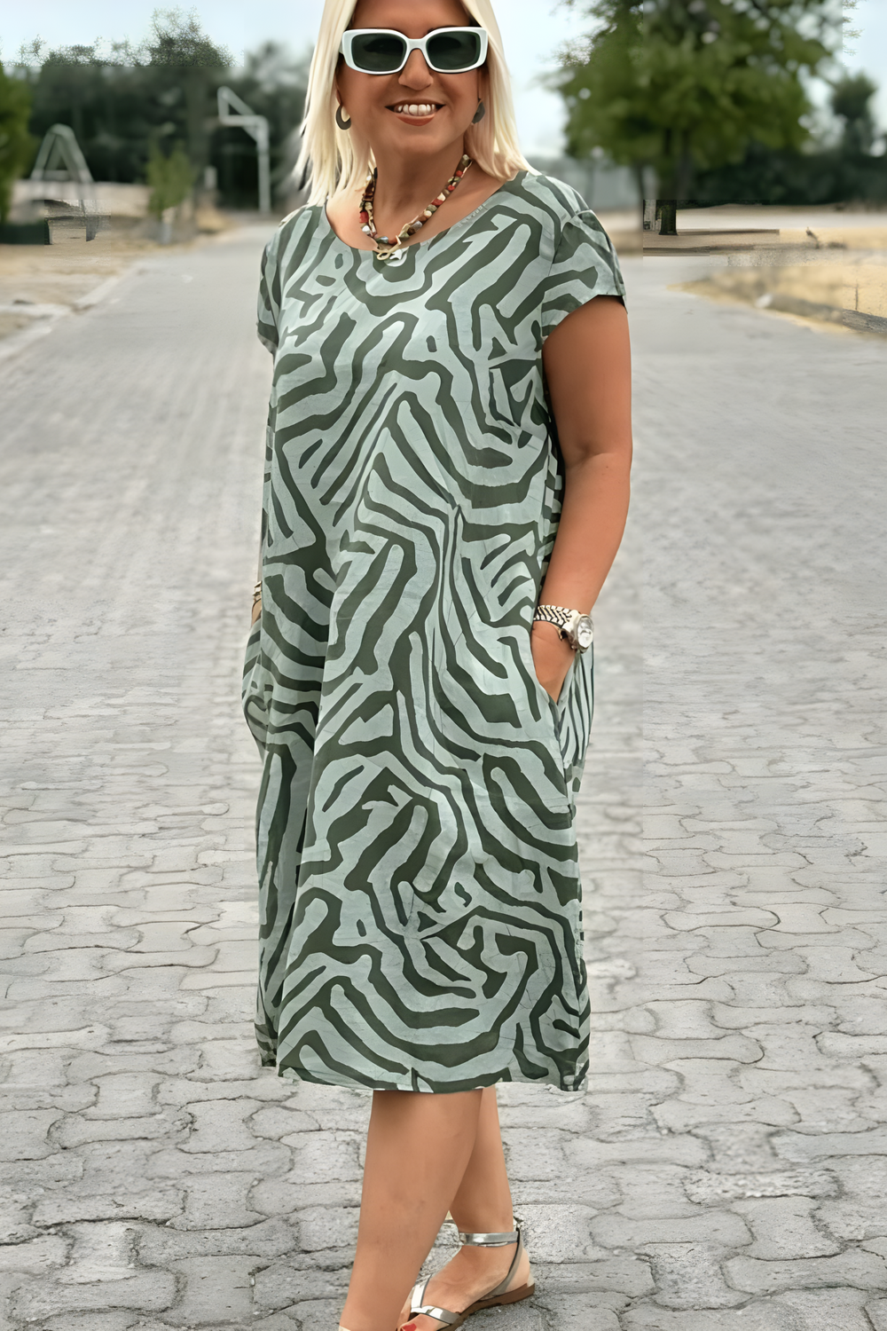 Nelia Vintage Print A-Line Summer Dress