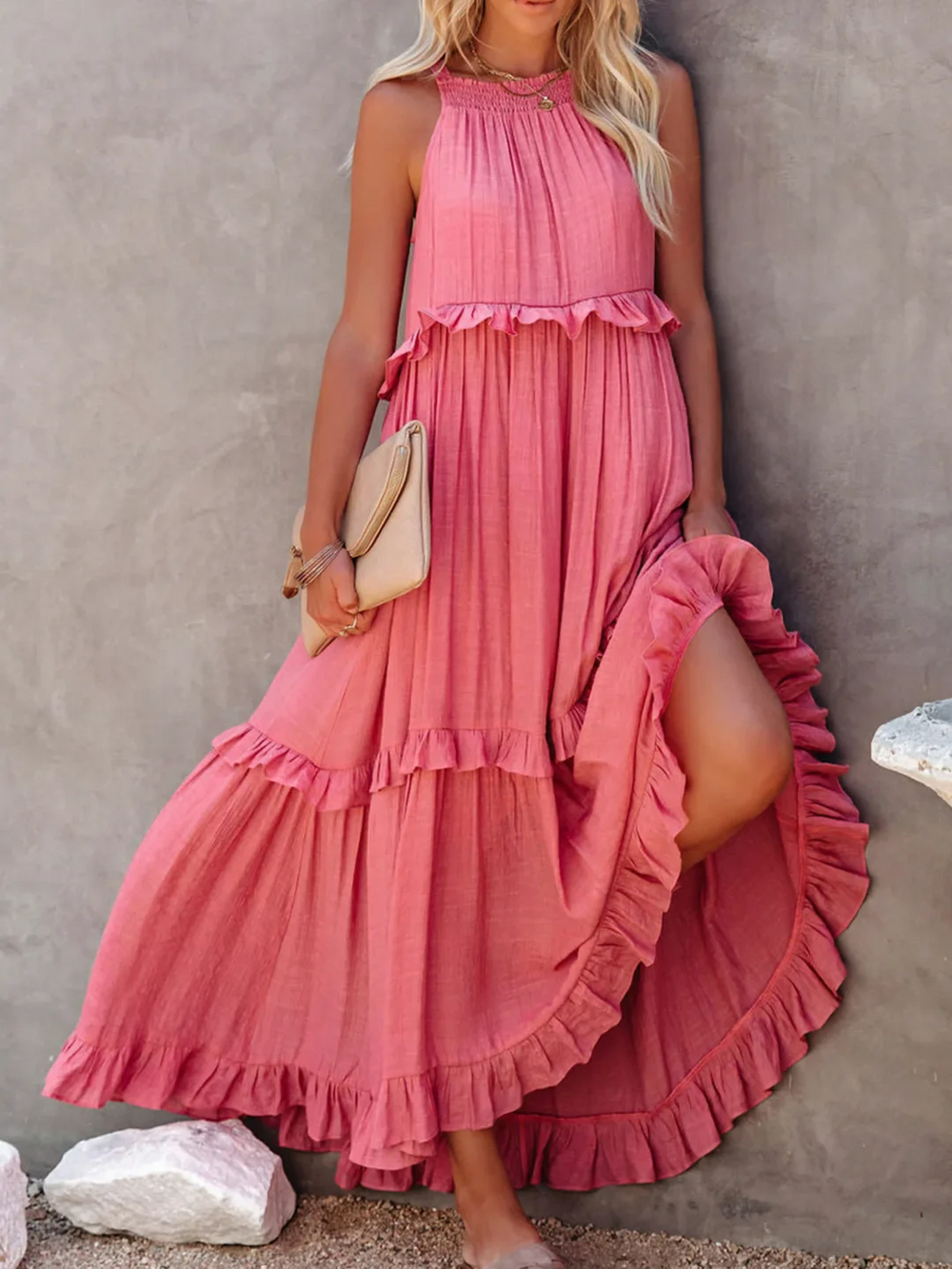 Vesa Ruffled Flowing Dress