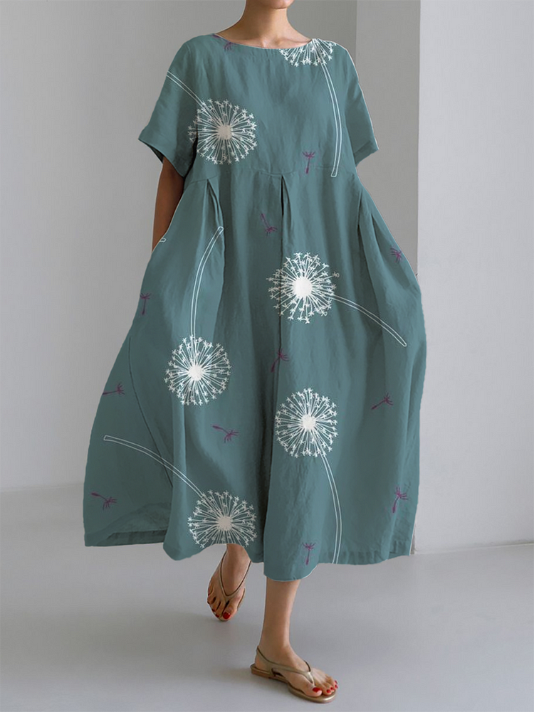 Gabriella Dandelion-Print Flowing Maxi Dress for Summer