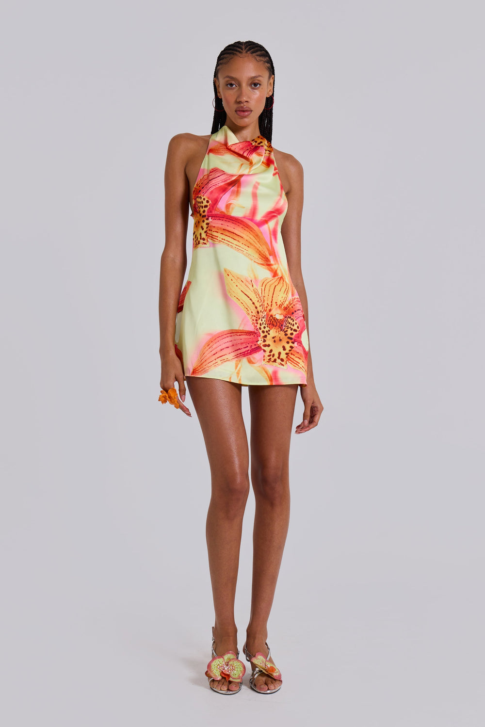 Lana Tropisches Neckholder-Mini Dress