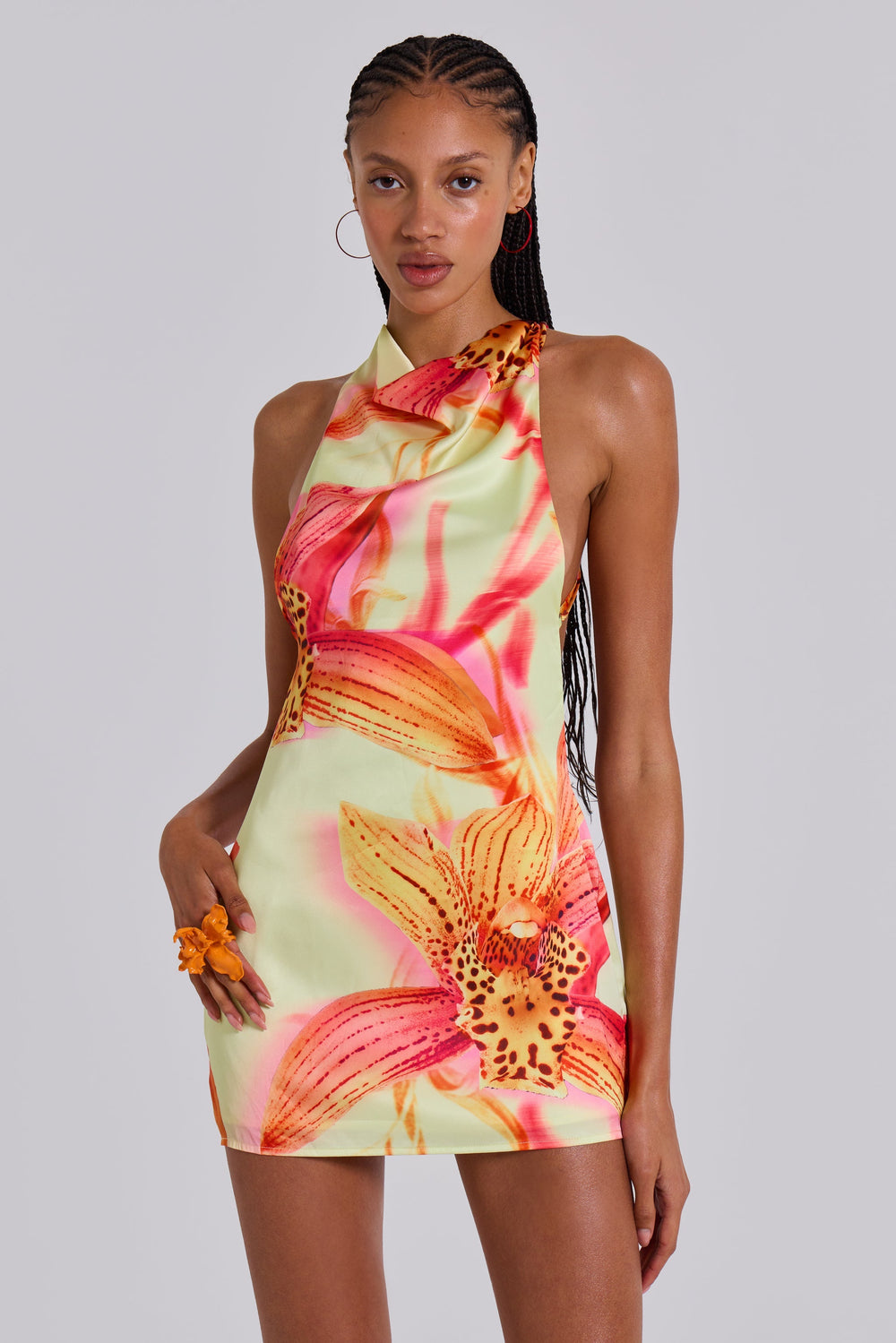 Lana Tropisches Neckholder-Mini Dress