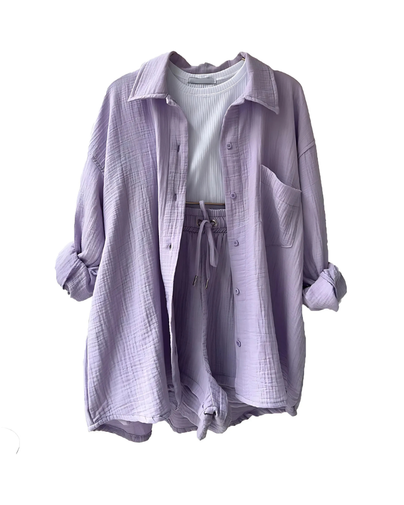 Elowen Textured Button Front Two-Piece Matching Set
