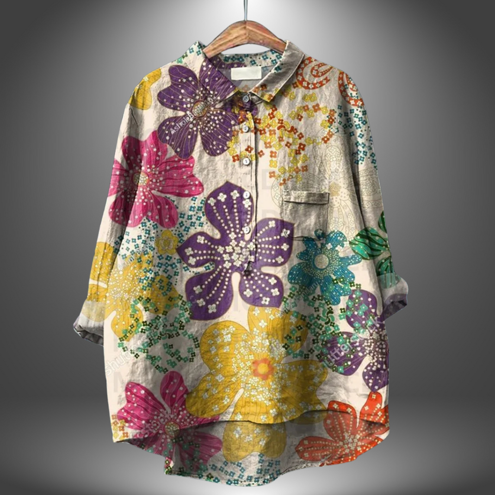 Camila Handcrafted Floral Print Cotton Button-Down Shirt