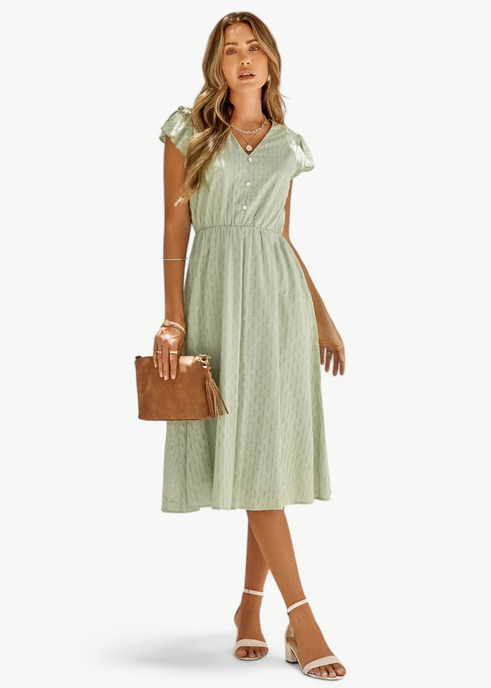 Violet Ruffled V-Neck Dress