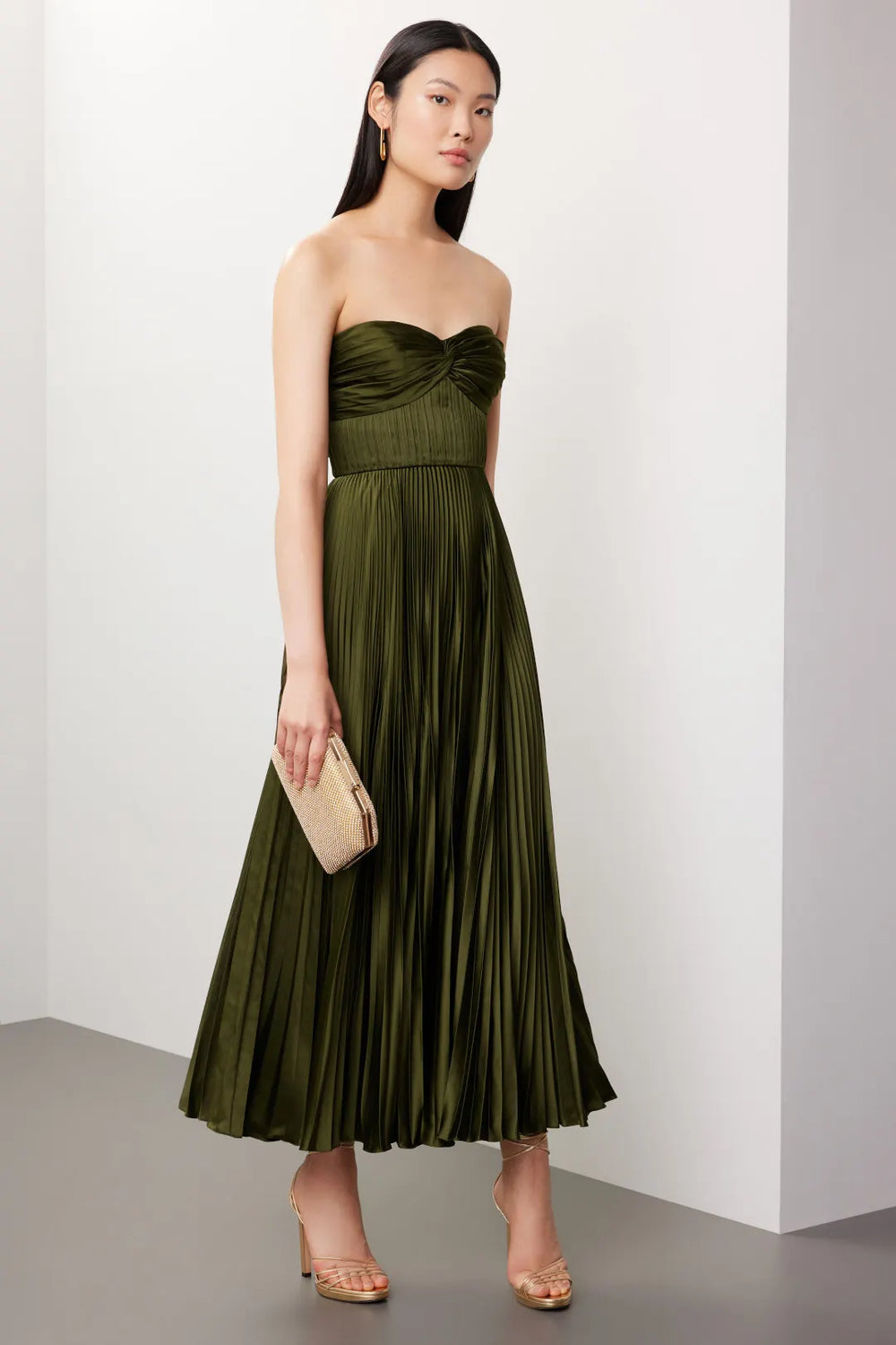 Alenya Strapless Pleated Maxi Dress