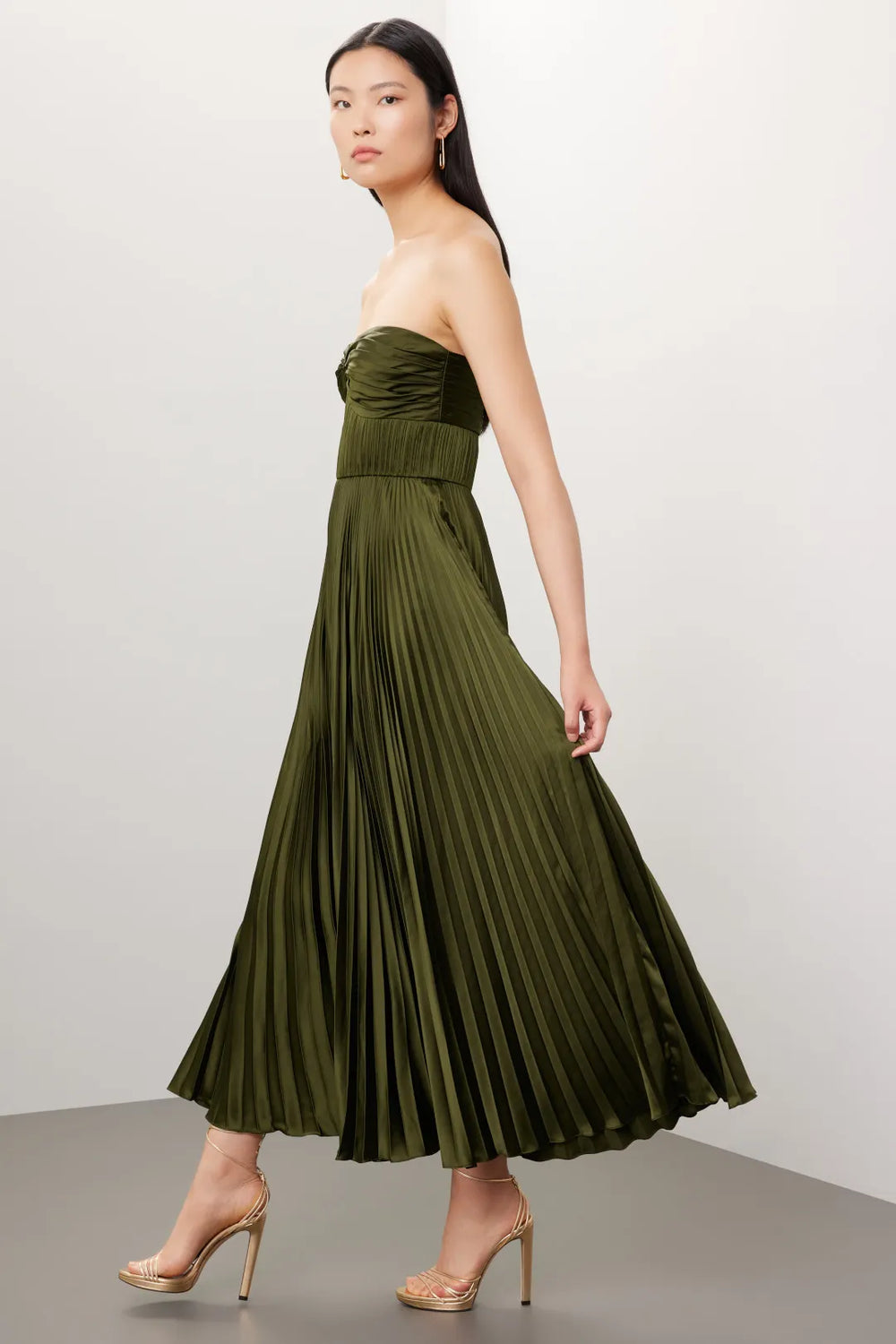 Alenya Strapless Pleated Maxi Dress