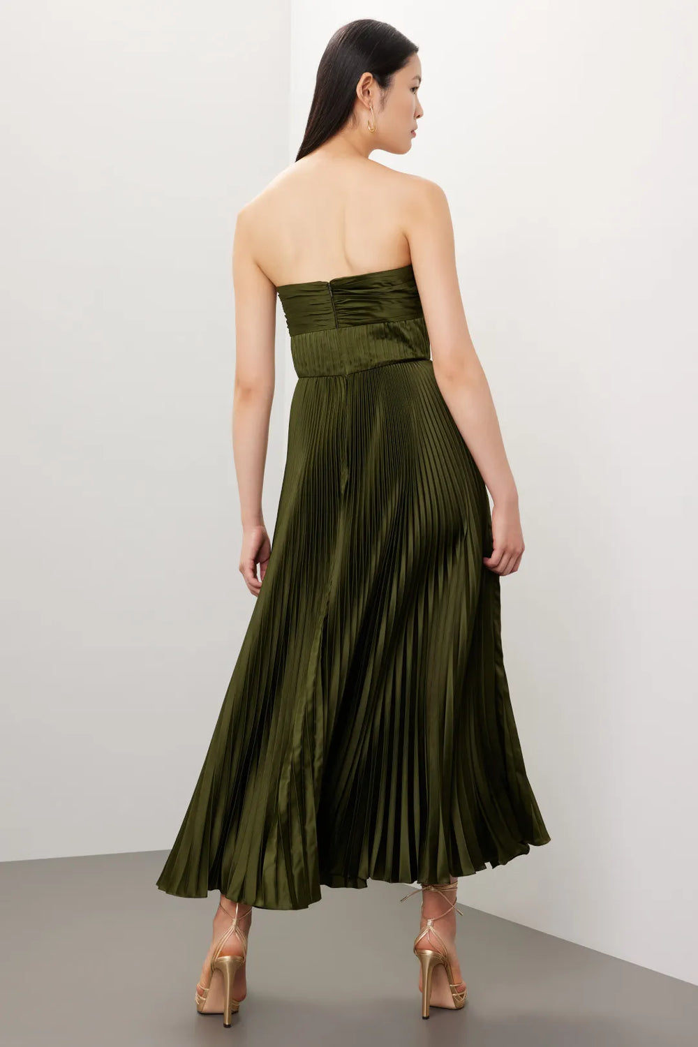 Alenya Strapless Pleated Maxi Dress