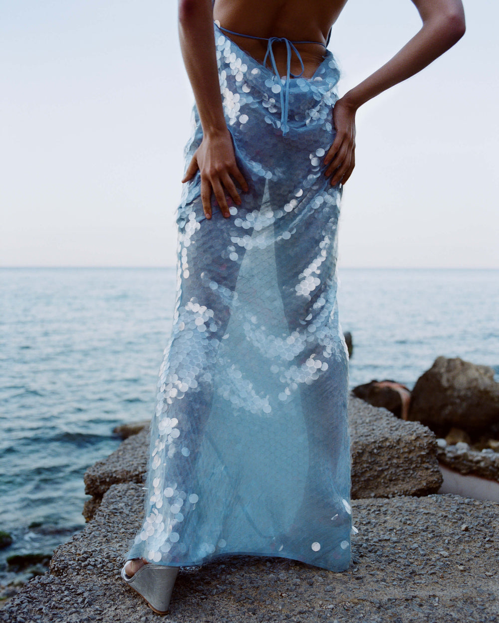 Naline Sequin Halter Maxi Dress