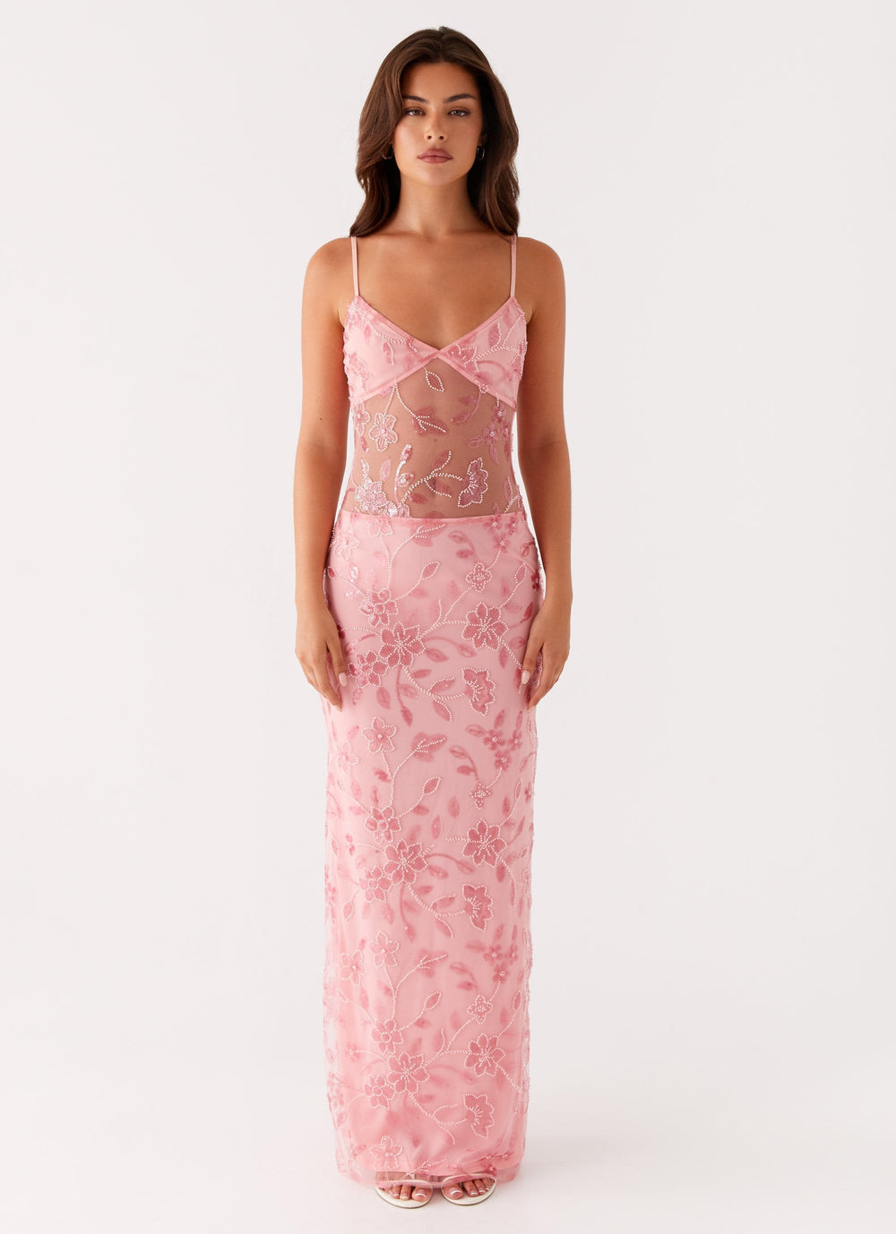 Laura | Sheer Floral Maxi Dress