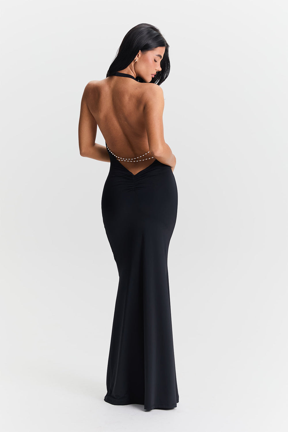 Valeria Waterfall-Neckline Maxi Dress