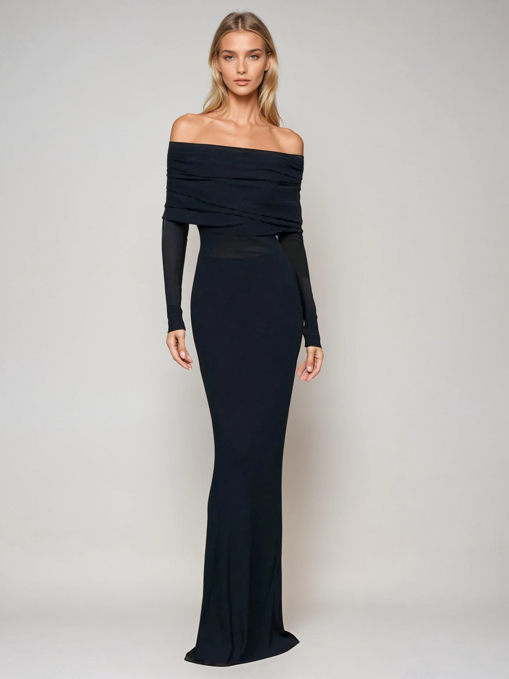 Daniela Off-Shoulder Mesh Maxi Dress