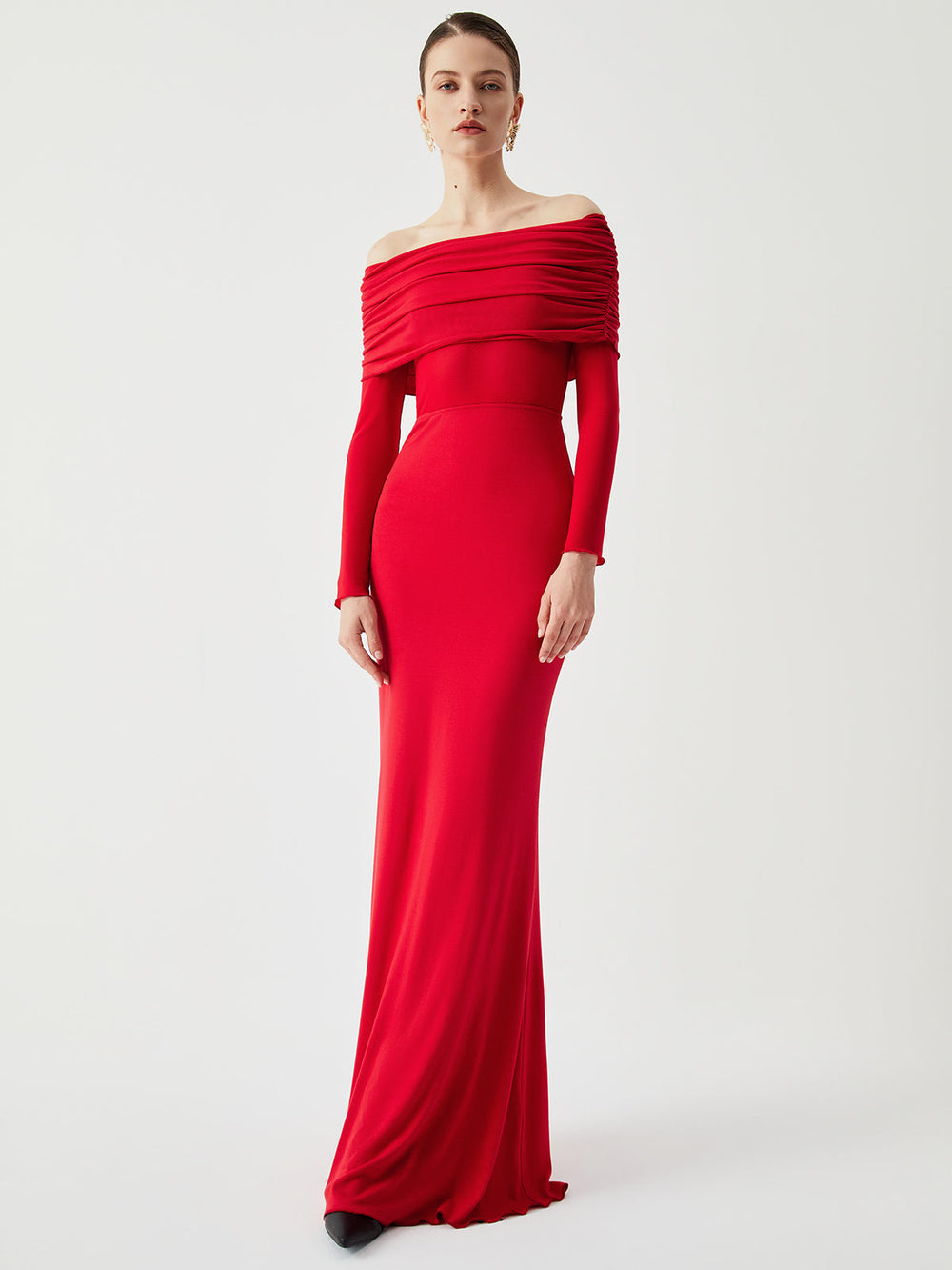 Daniela Off-Shoulder Mesh Maxi Dress