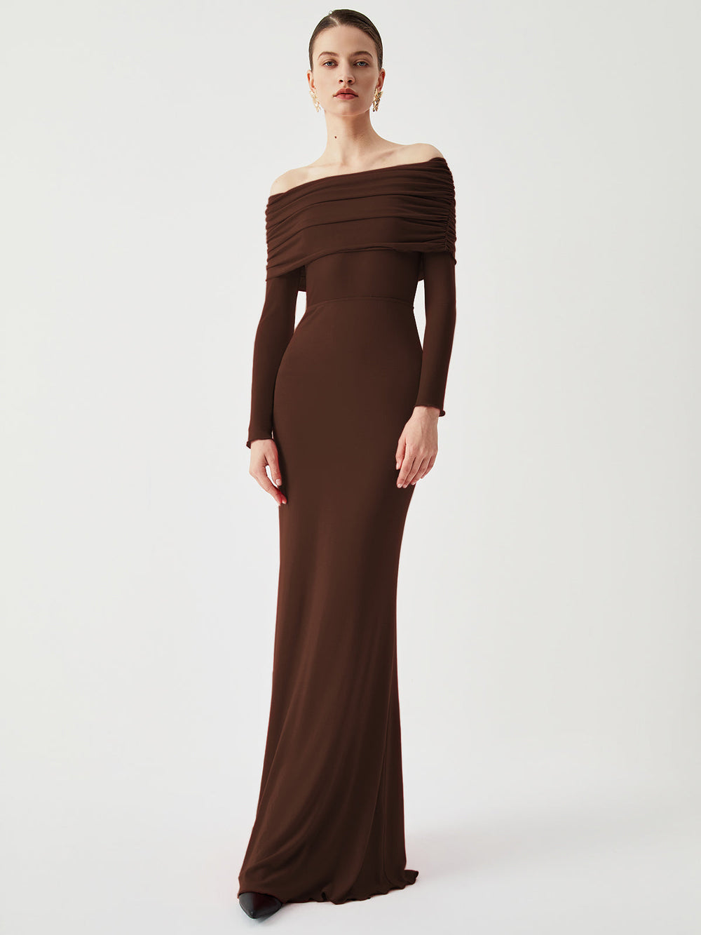 Daniela Off-Shoulder Mesh Maxi Dress