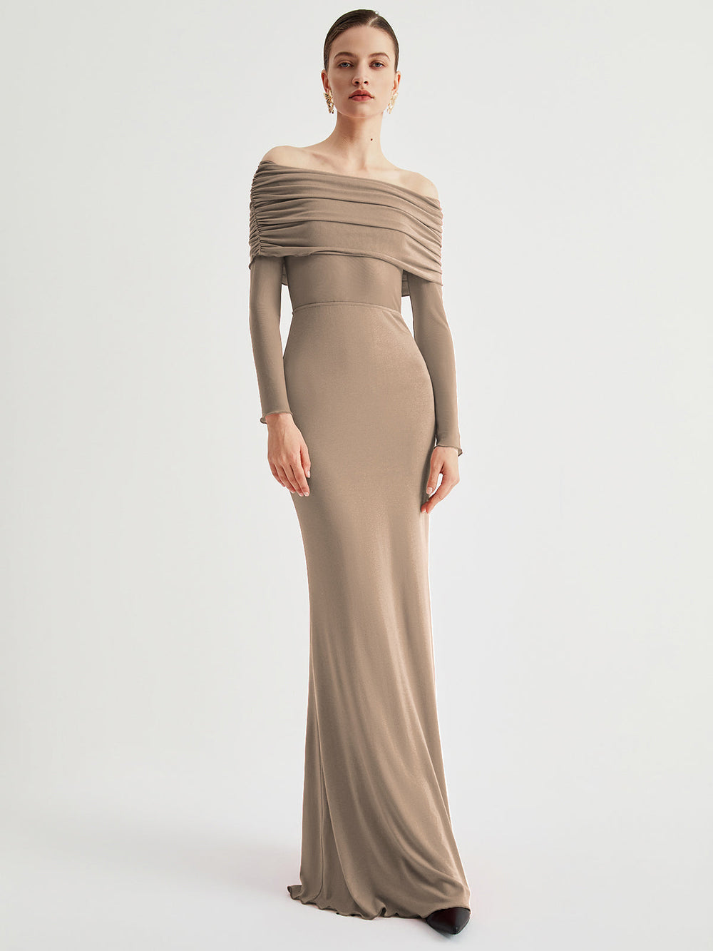 Daniela Off-Shoulder Mesh Maxi Dress