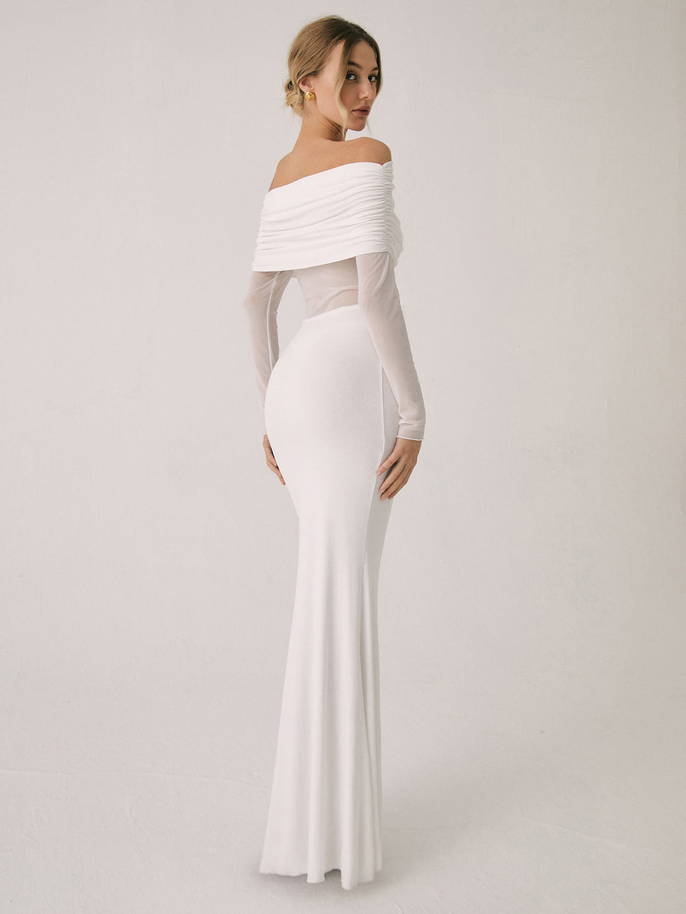 Daniela Off-Shoulder Mesh Maxi Dress