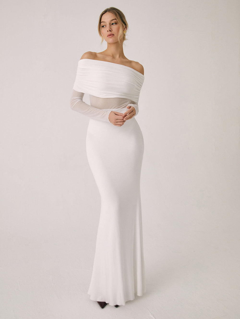 Daniela Off-Shoulder Mesh Maxi Dress