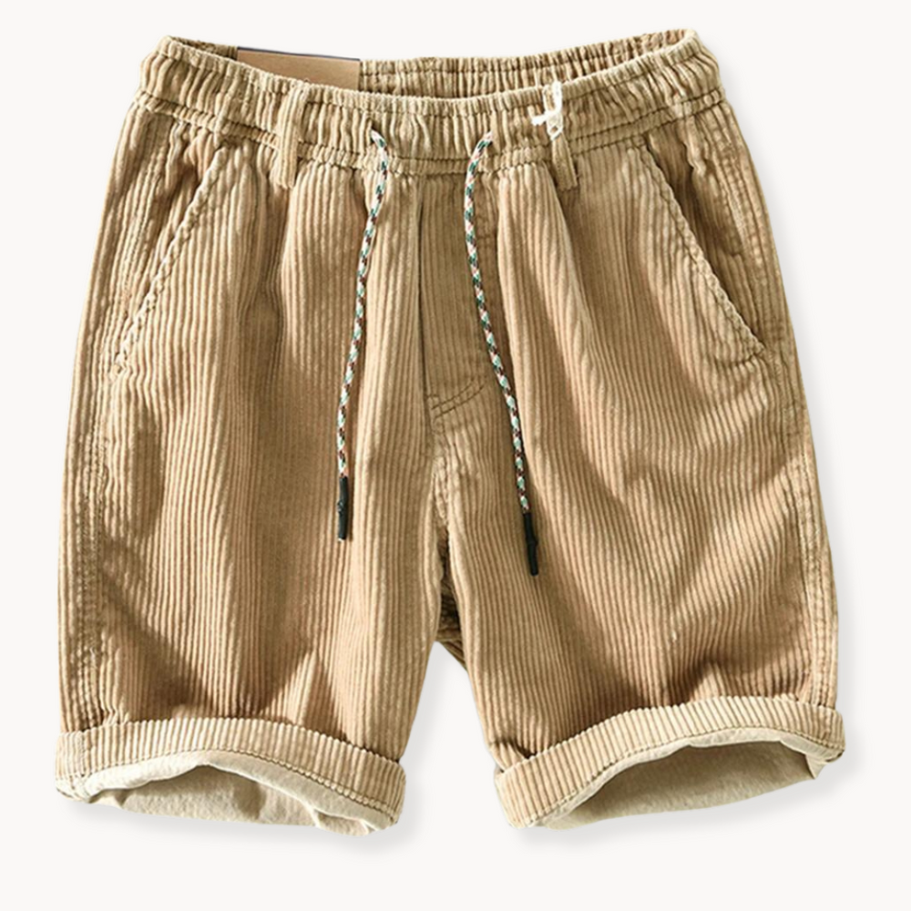 Halsten Loose-Fit Corduroy Stretch Casual Summer Shorts