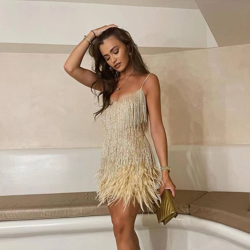 Sorvaya Stretch Polyester Feather Dress