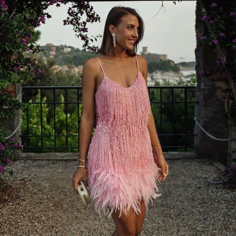 Sorvaya Stretch Polyester Feather Dress