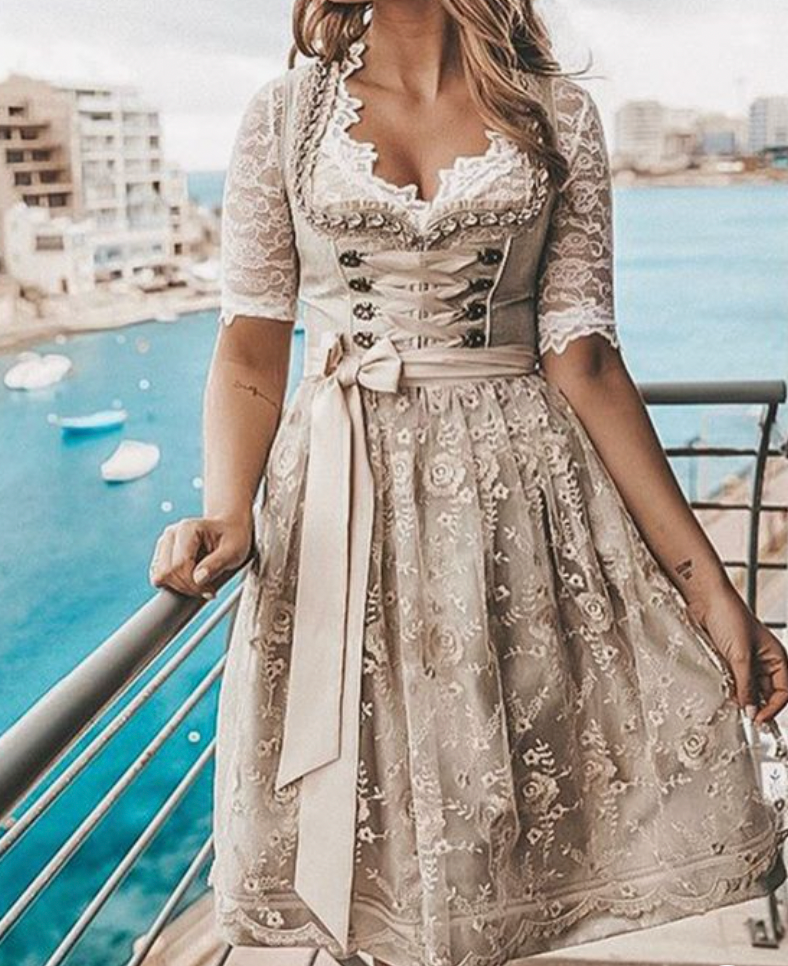 Caay Lace-Up Corset Milkmaid Dress