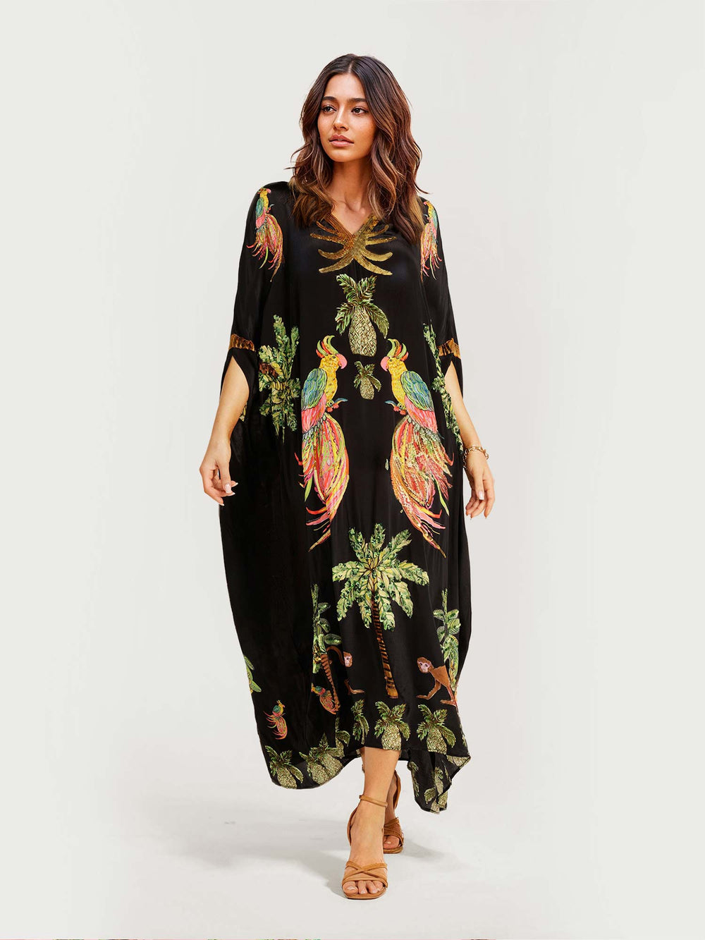 Elvara Tropical Parrot Print Dress