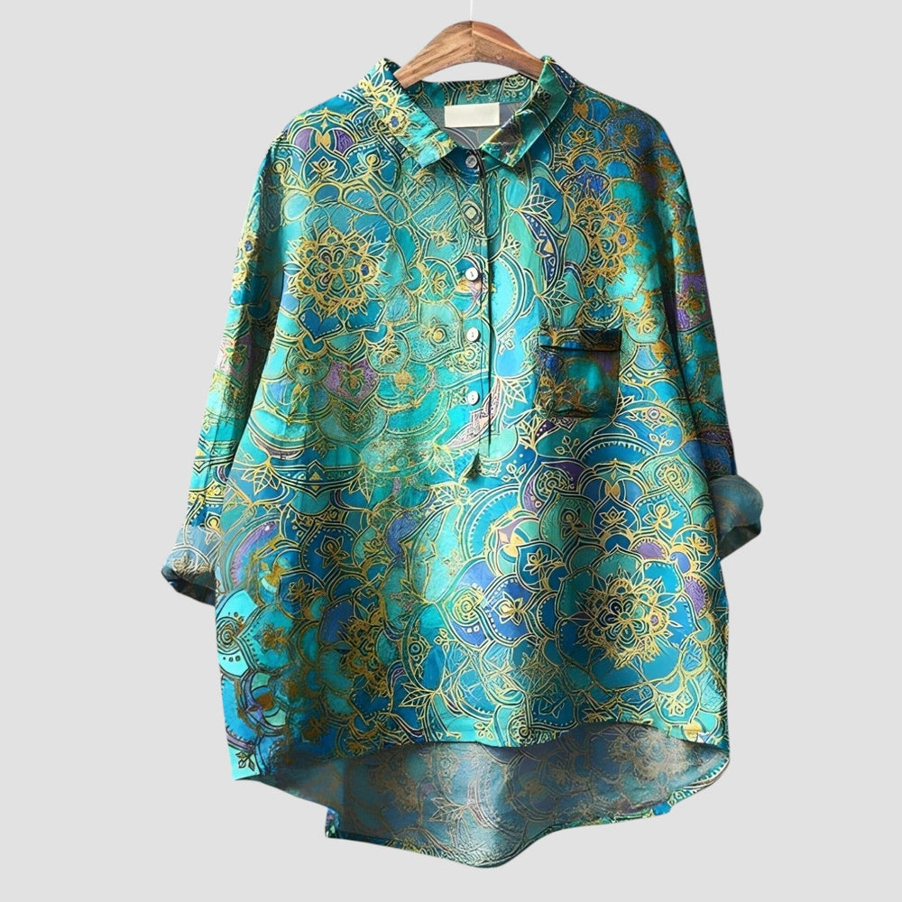 Camilla Bold Pattern Designer Button Shirt for Women