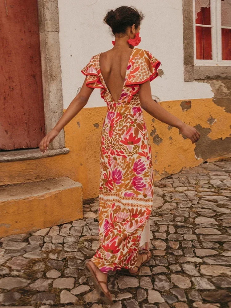Vintage Maxi Dress with Statement Sleeves