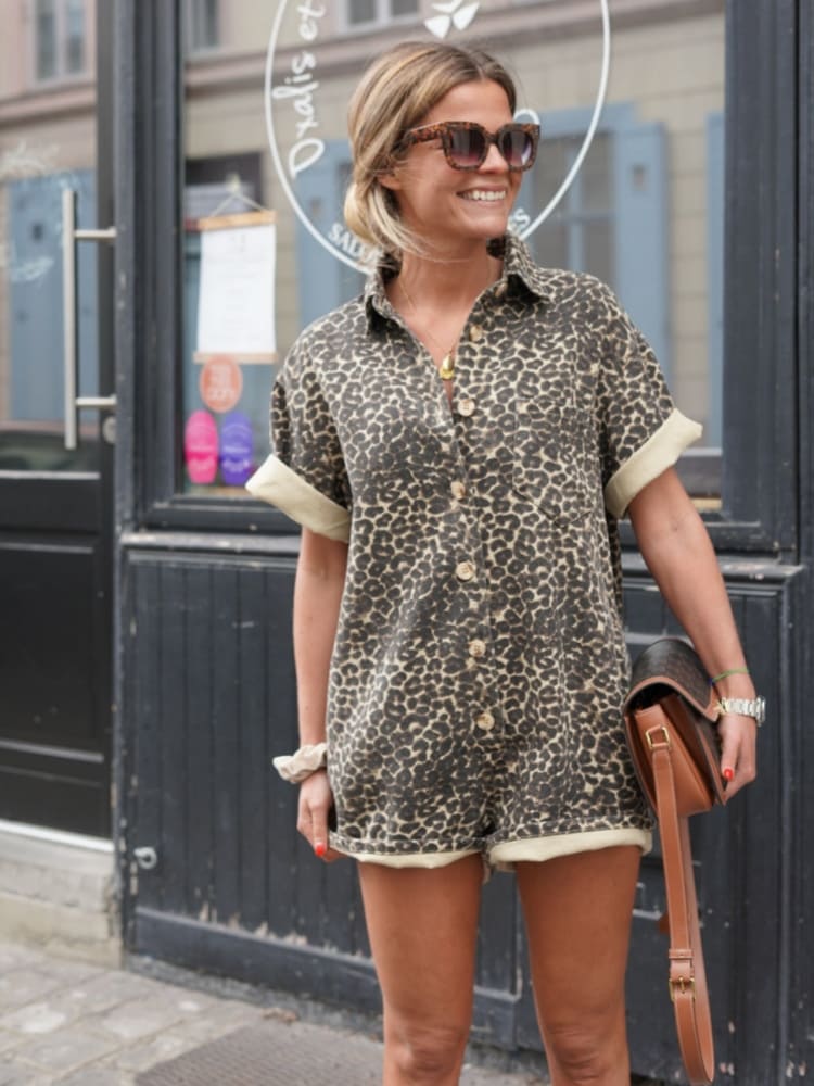 Elvaira Leopard Print Shirt Dress Top