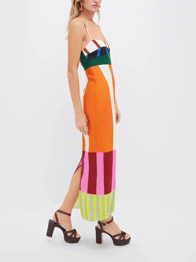 Paloma Striped Empire-Waist Maxi Dress