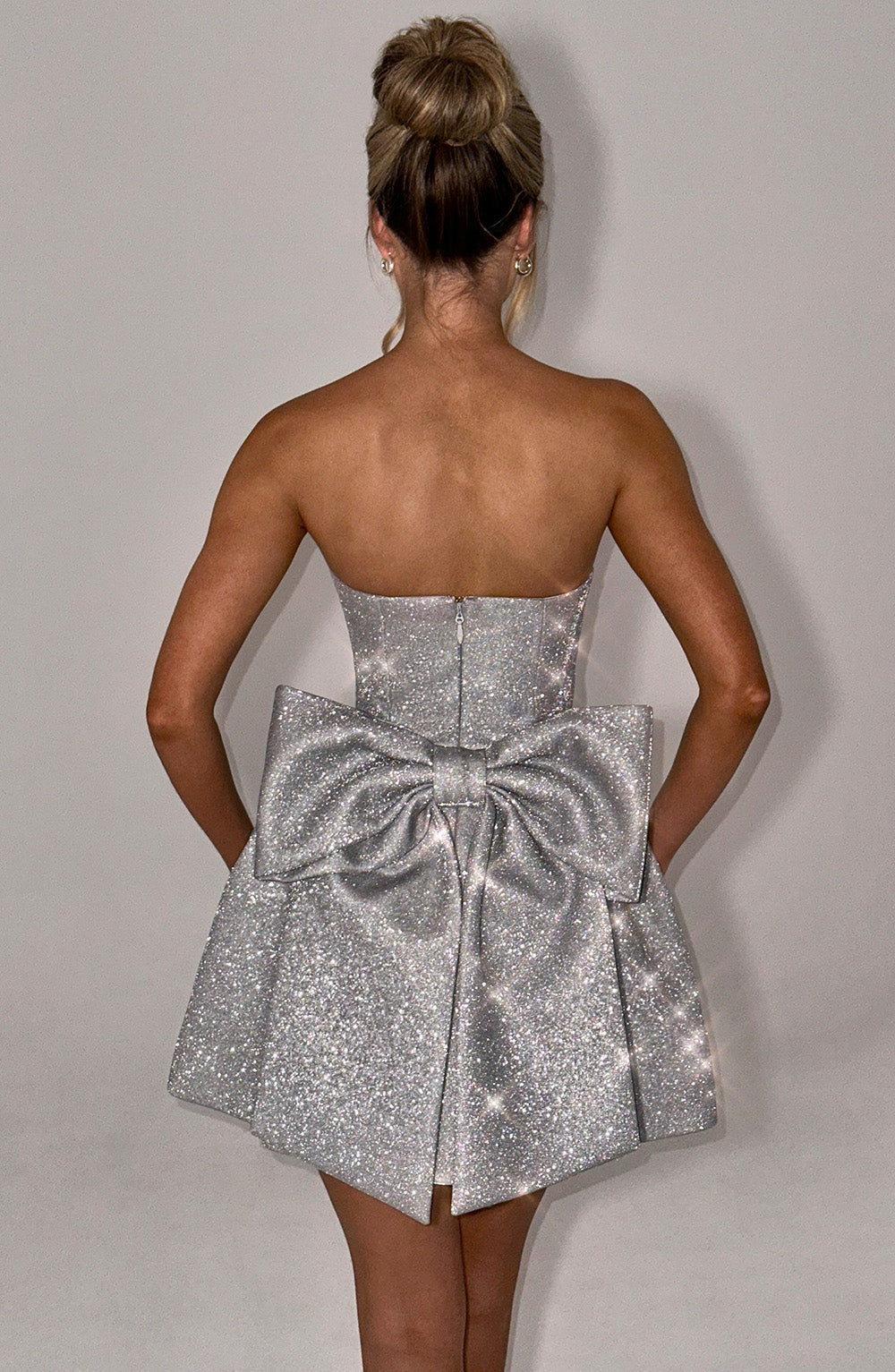 Carezza Strapless Glitter Cocktail Dress for Weddings