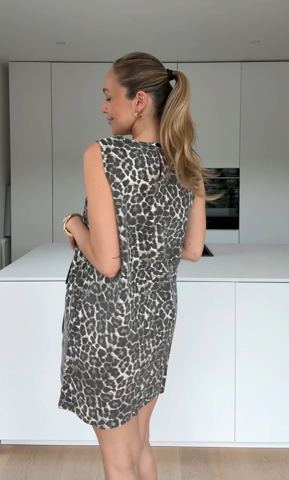 Leo Leopard Stretch Denim Dress