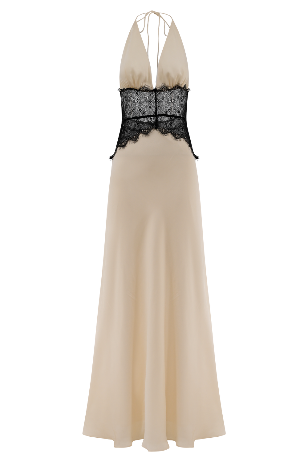 Tavira Satin Maxi Dress with Lace Corset
