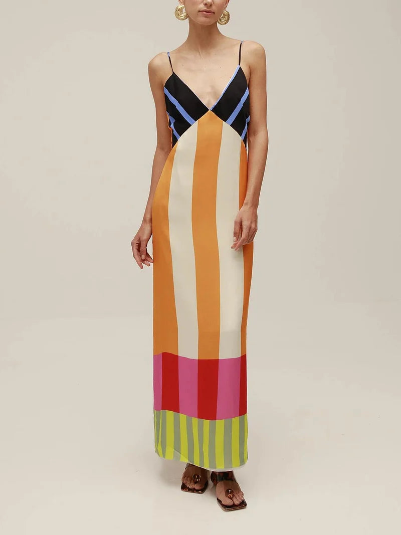Paloma Striped Empire-Waist Maxi Dress