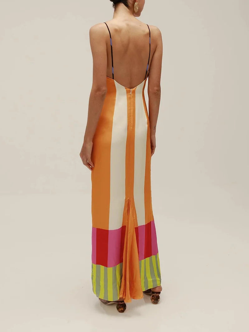 Paloma Striped Empire-Waist Maxi Dress