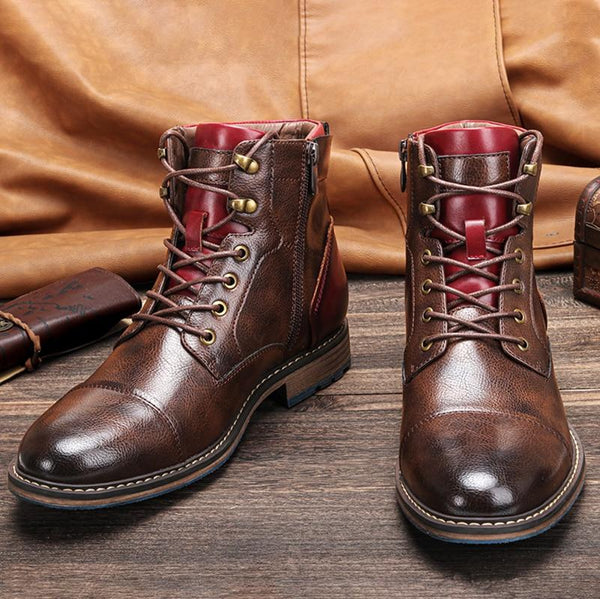Ravanelli Premium Buffalo Faux Leather High-Top Boots