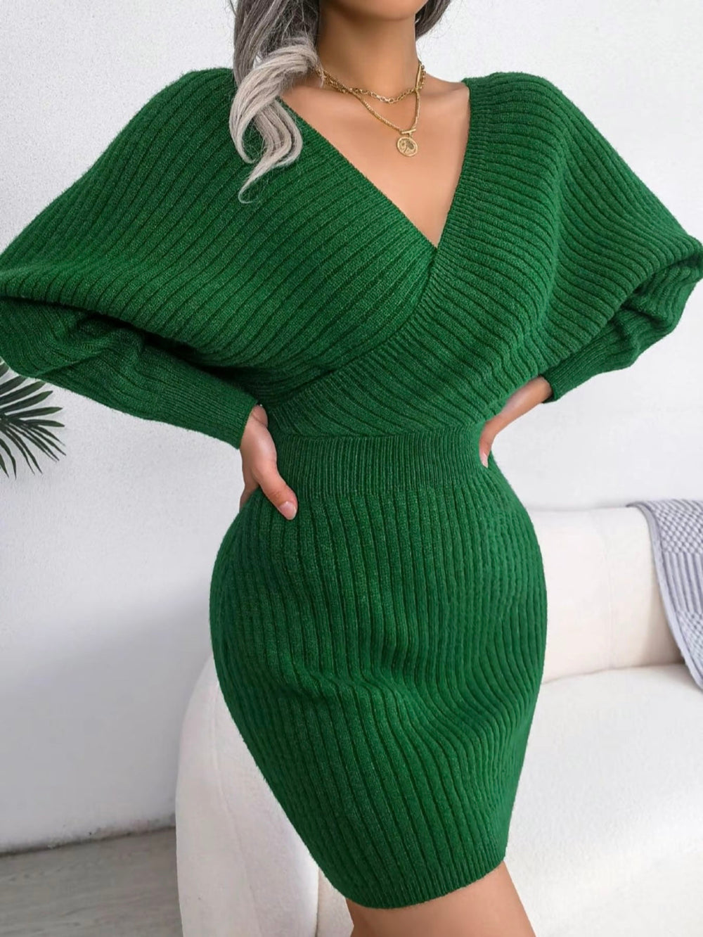 Chloe V-Neck Knit Dress
