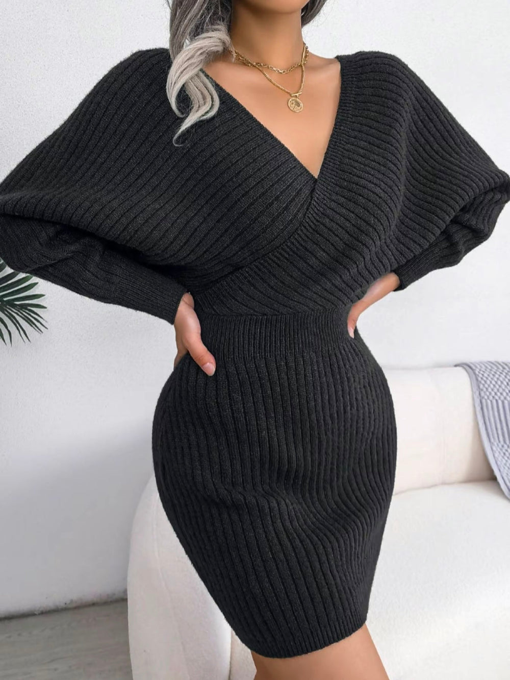 Chloe V-Neck Knit Dress