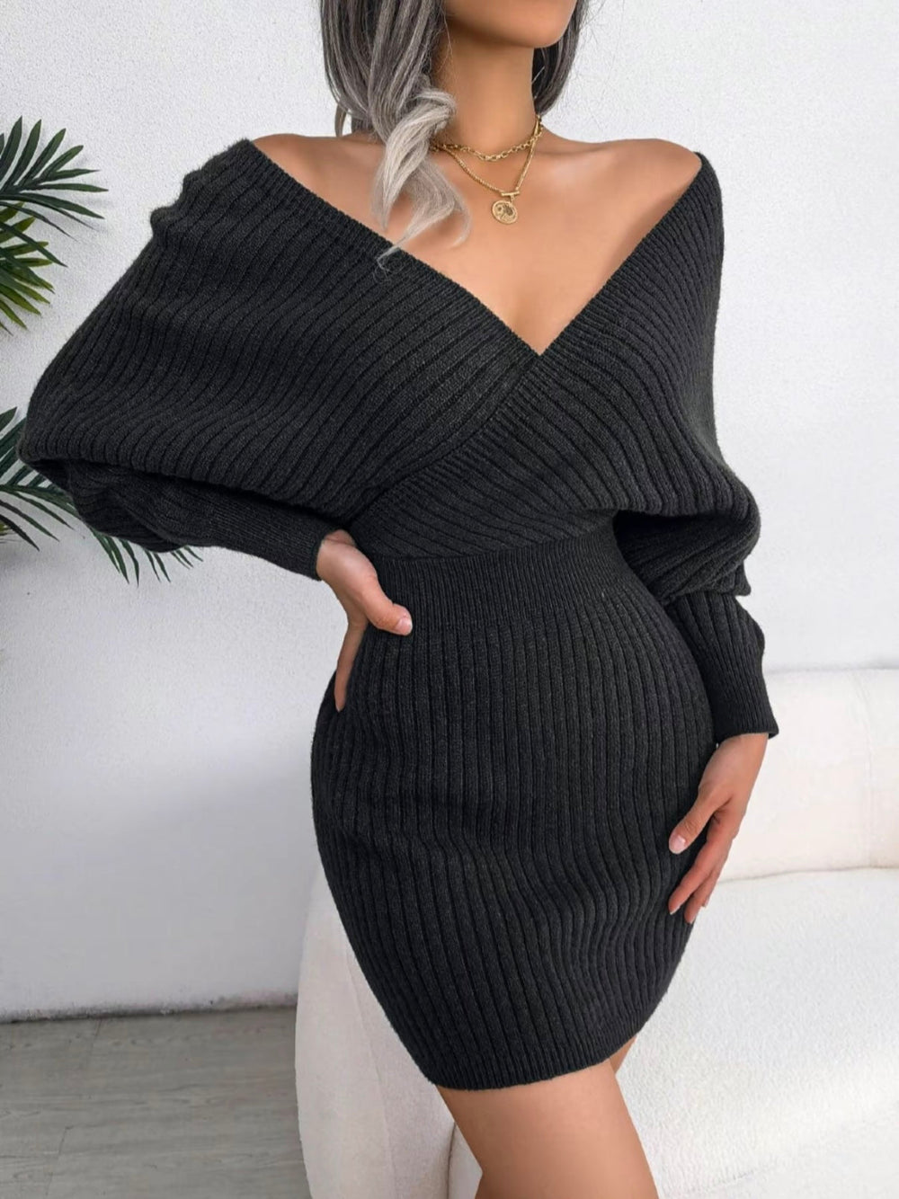 Chloe V-Neck Knit Dress