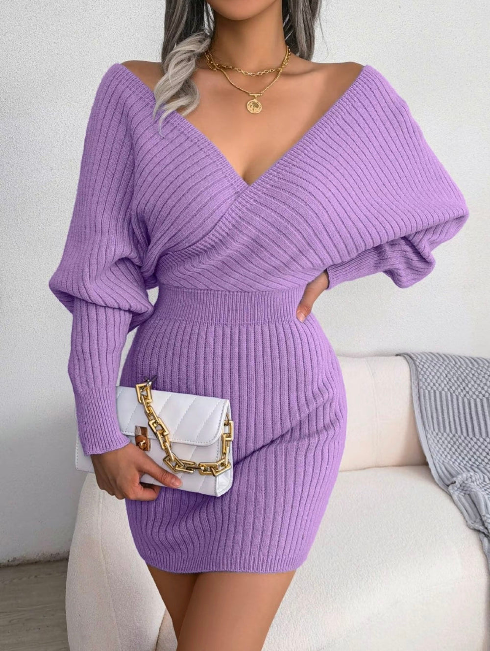 Chloe V-Neck Knit Dress