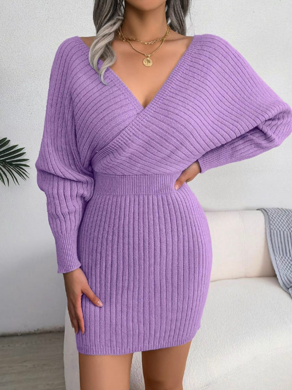 Chloe V-Neck Knit Dress