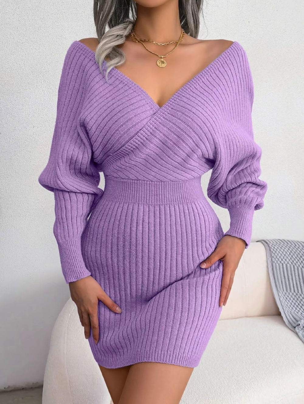 Chloe V-Neck Knit Dress