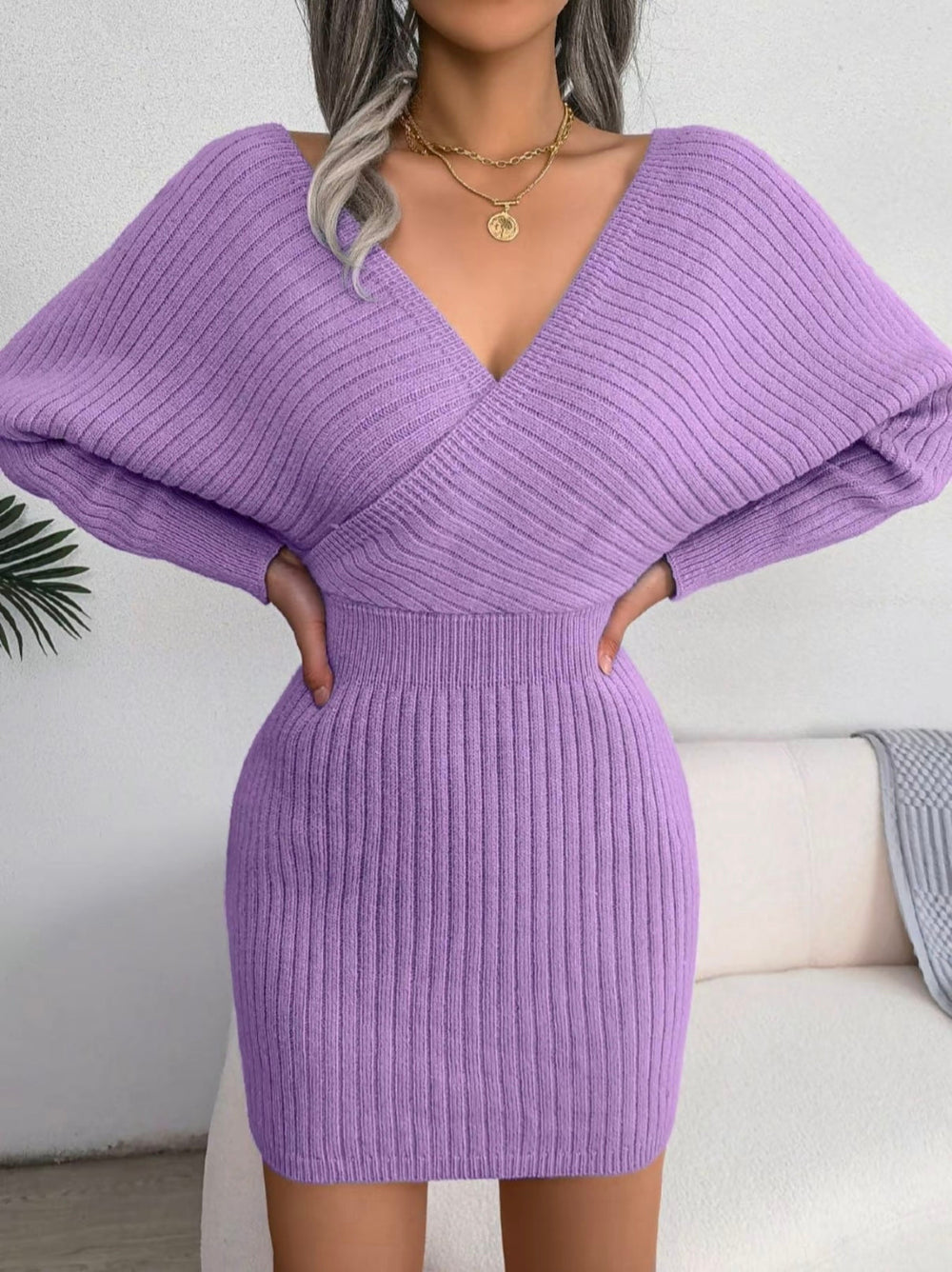 Chloe V-Neck Knit Dress