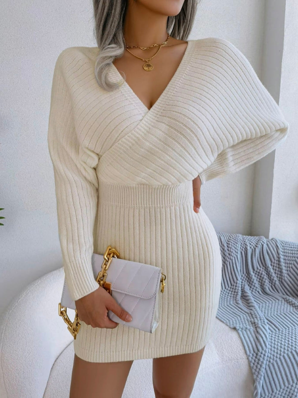 Chloe V-Neck Knit Dress